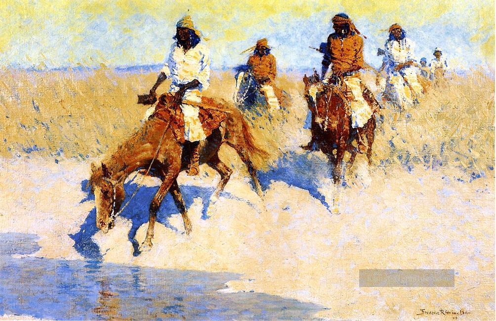 Pool in der Wüste Frederic Remington Cowboy Ölgemälde